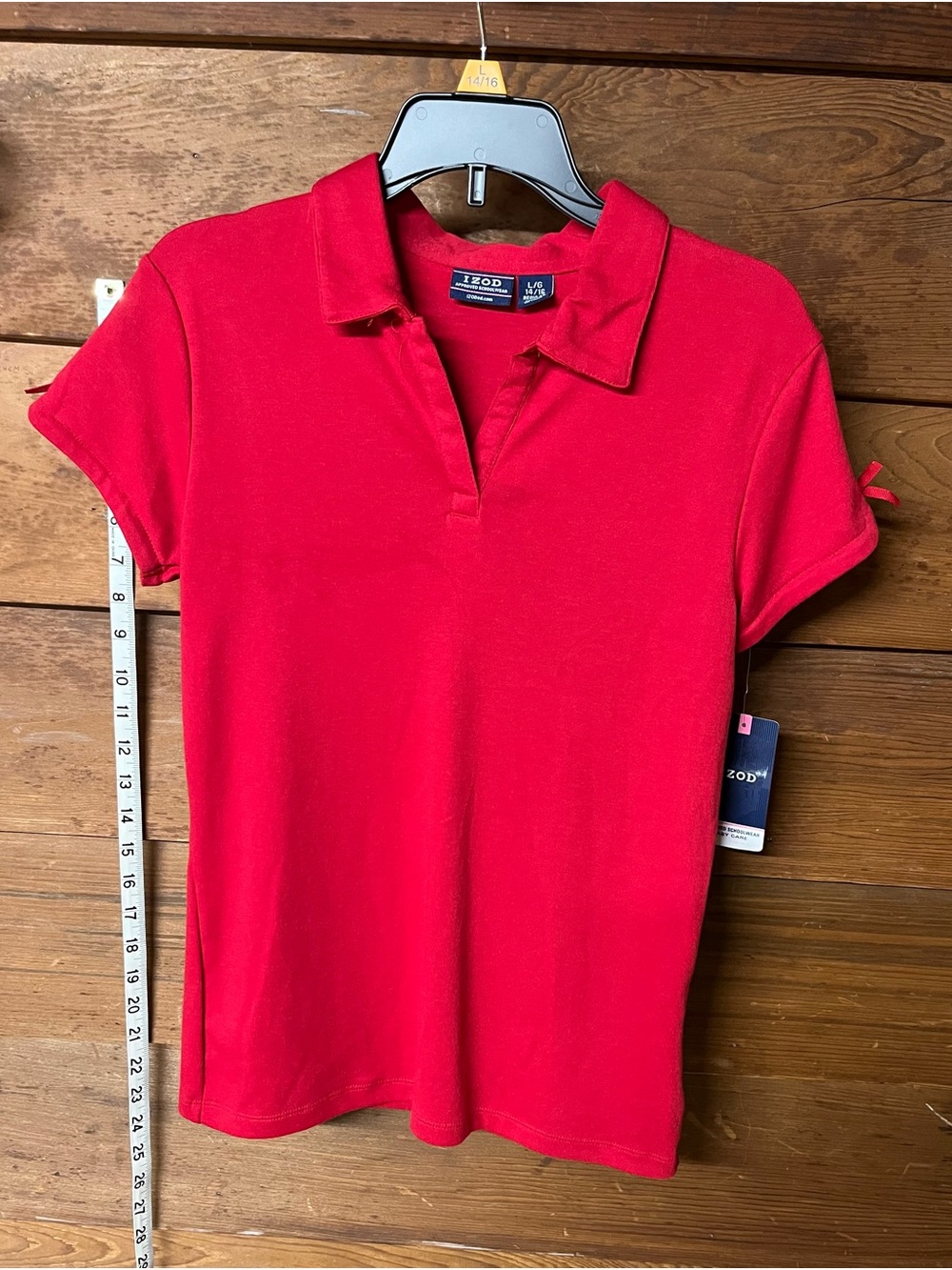 Izod Bright Red Girls' Short Sleeve Polo